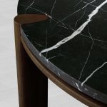 Pyet Round Marble Top Coffee Table Oak Wood Base Cocktail Table Living Room Center Tea Table - Image 3