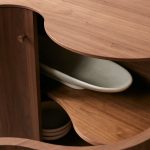 Cortina Boat-Shaped Top Sideboard with a Waved Base Buffet Table Wood Living Room Entryways Cabinet - Image 3