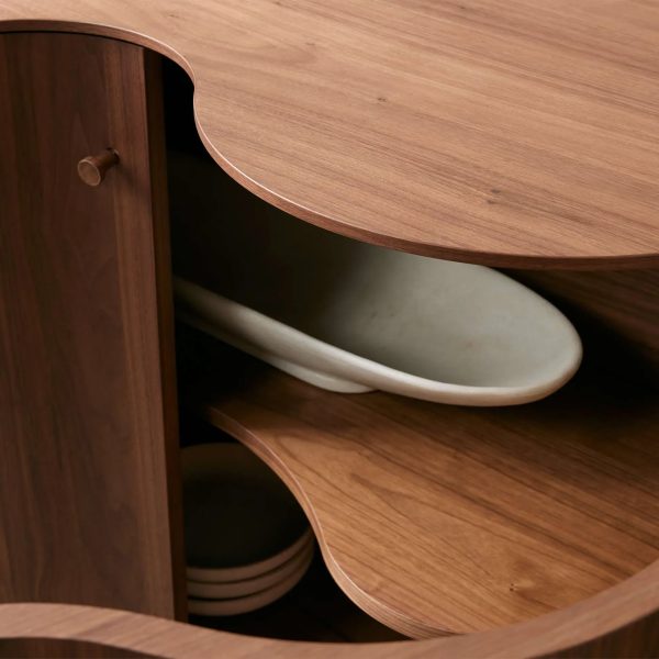 Cortina Boat-Shaped Top Sideboard with a Waved Base Buffet Table Wood Living Room Entryways Cabinet - Image 3