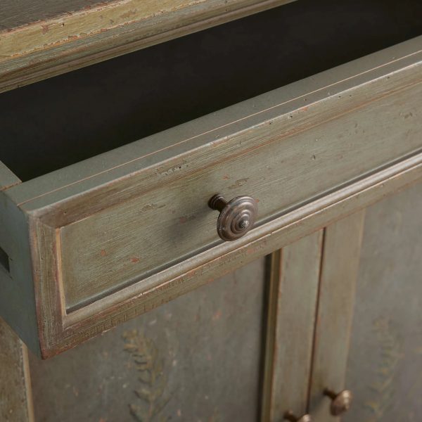 Cosetta Antique Ltalian Sideboard Fern Motif Buffet Table Living Room Wood Entryways Cabinet - Image 3