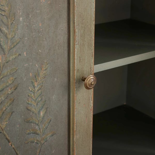 Cosetta Antique Ltalian Sideboard Fern Motif Buffet Table Living Room Wood Entryways Cabinet - Image 4