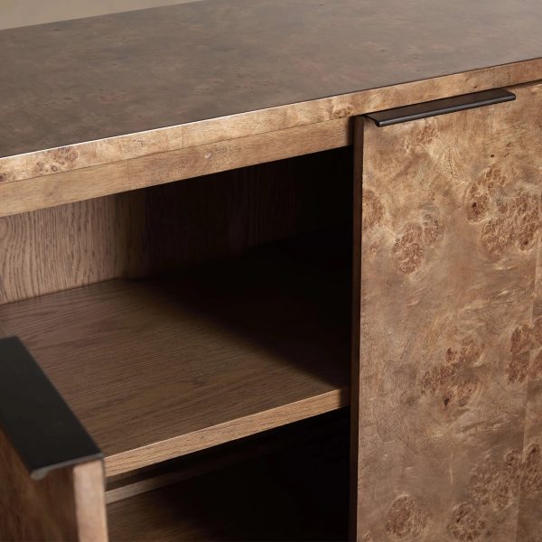 Corey Mappa Burl Wood Sideboard Modern Buffet Storage Living Room Entryways TV Cabinet - Image 8