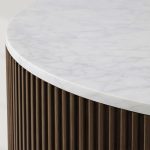 Finnley Round Coffee Table Stone Top Sofa Center Tea Table with Brass Base - Image 9
