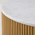 Finnley Round Coffee Table Stone Top Sofa Center Tea Table with Brass Base - Image 6