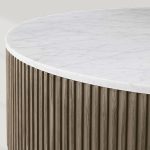 Finnley Round Coffee Table Stone Top Sofa Center Tea Table with Brass Base - Image 11