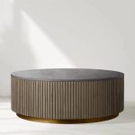 Finnley Round Coffee Table Stone Top Sofa Center Tea Table with Brass Base - Image 16