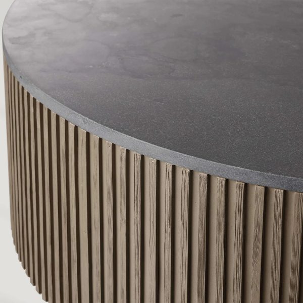 Finnley Round Coffee Table Stone Top Sofa Center Tea Table with Brass Base - Image 17