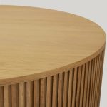Finnley Round Wood Coffee Table Modern Sofa Center Tea Table with Reeded Detailing - Image 5