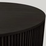 Finnley Round Wood Coffee Table Modern Sofa Center Tea Table with Reeded Detailing - Image 2