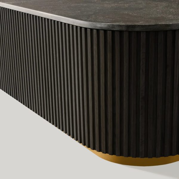 Finnley Solid Wood Coffee Table Stone Top Sofa Center Tea Table - Image 3