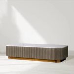 Finnley Solid Wood Coffee Table Stone Top Sofa Center Tea Table - Image 13
