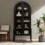 Hattie Wright Mediterranean Glass Door Display Cabinets Wood Living Dining Room Tall Cabinets - Image 21