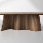 Cortina Boat-Shaped Dining Table American Walnut Wood Dining Table With Waved Base - Image 2