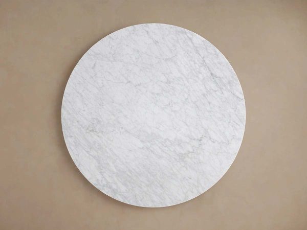 Saint Germain Round Dining Table with Marble Top Wood Dauphine Base - Image 4