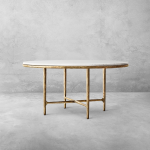 Thaddeus Metal Marble Round Dining Table Hand-Forged Kitchen Table - Image 2