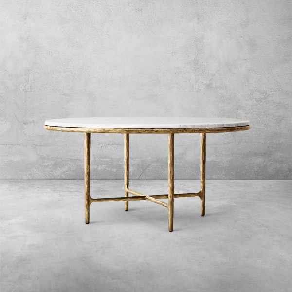 Thaddeus Metal Marble Round Dining Table Hand-Forged Kitchen Table - Image 21