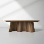 Cortina Boat-Shaped Dining Table American Walnut Wood Dining Table With Waved Base