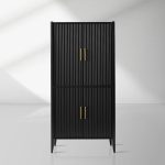 Louis Wood Bar Cabinet Constructivist-Inspired Wine Cabinet With Drawer