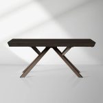 Powell Dual Expandable Wood Dining Table with Steel Base