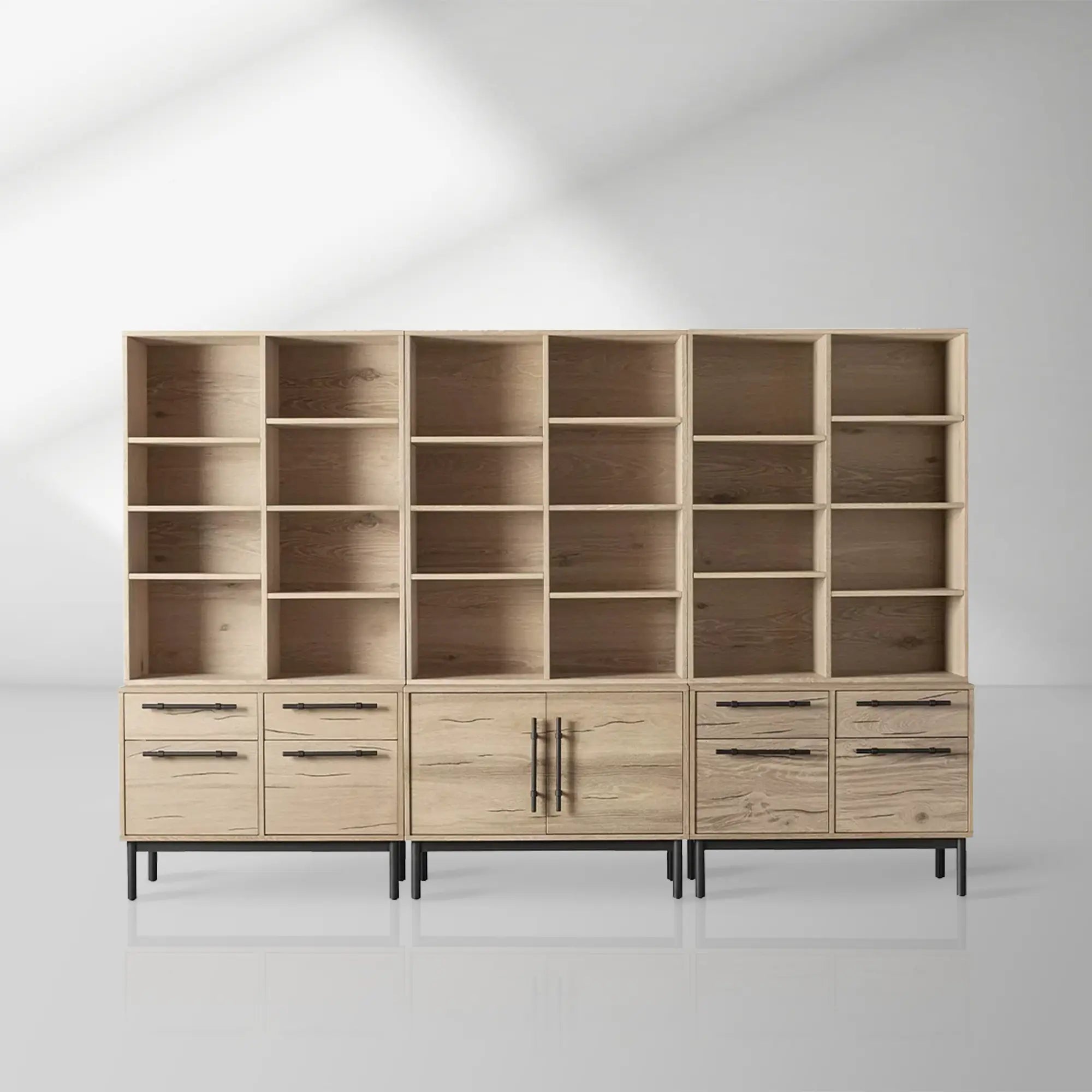 2000x2000_20250912_22_1_0de4b942-2329-4e9c-a4eb-9ef3a16ed250.jpg Sullivan Large Modular Bookcase Wood Living Room Tall Cabinet with File Drawers - Image 1