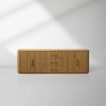 Finnley Reeded Wide-Format Sideboard Wood Buffet Cabinets with 3 Drawers