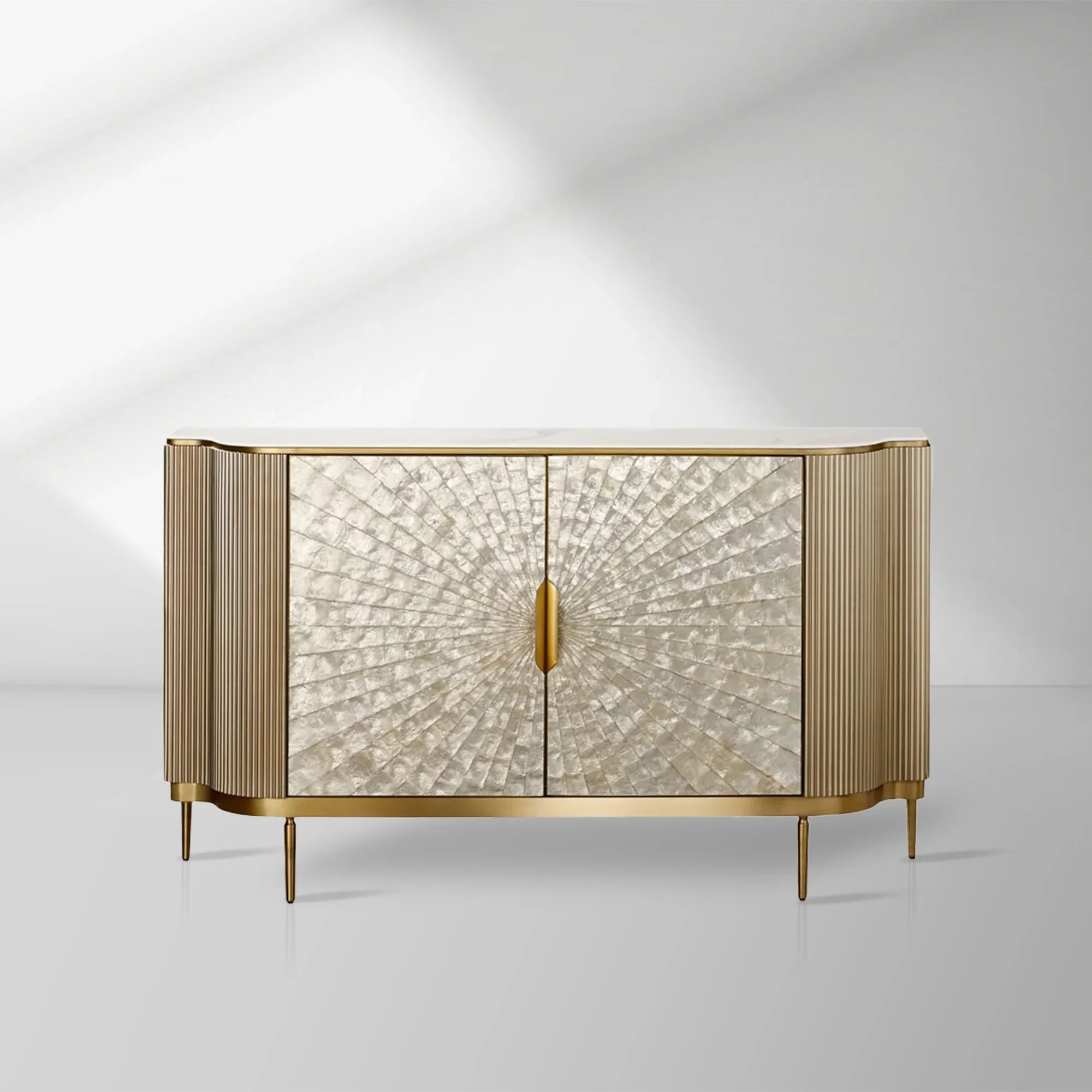 2000x2000_20250912_22_1_34325848-cd92-4f92-a250-cdbf7d99e0b5.jpg Perla Slate Top Sideboard Luxury Gold Buffet Cabinet With Mother-of-Pearl Door Panel - Image 1