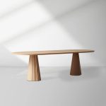 Brank Wood Oval Dining Table With Faceted Cone Base