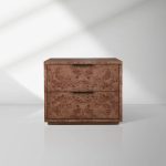 Corey Closed Nightstand Bedside Table with Mappa Burl Wood 2 Drawers