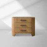 Astor Closed Wood Nightside table Nightstand Marble Top bedside Cabinet 3-Drawer Chest