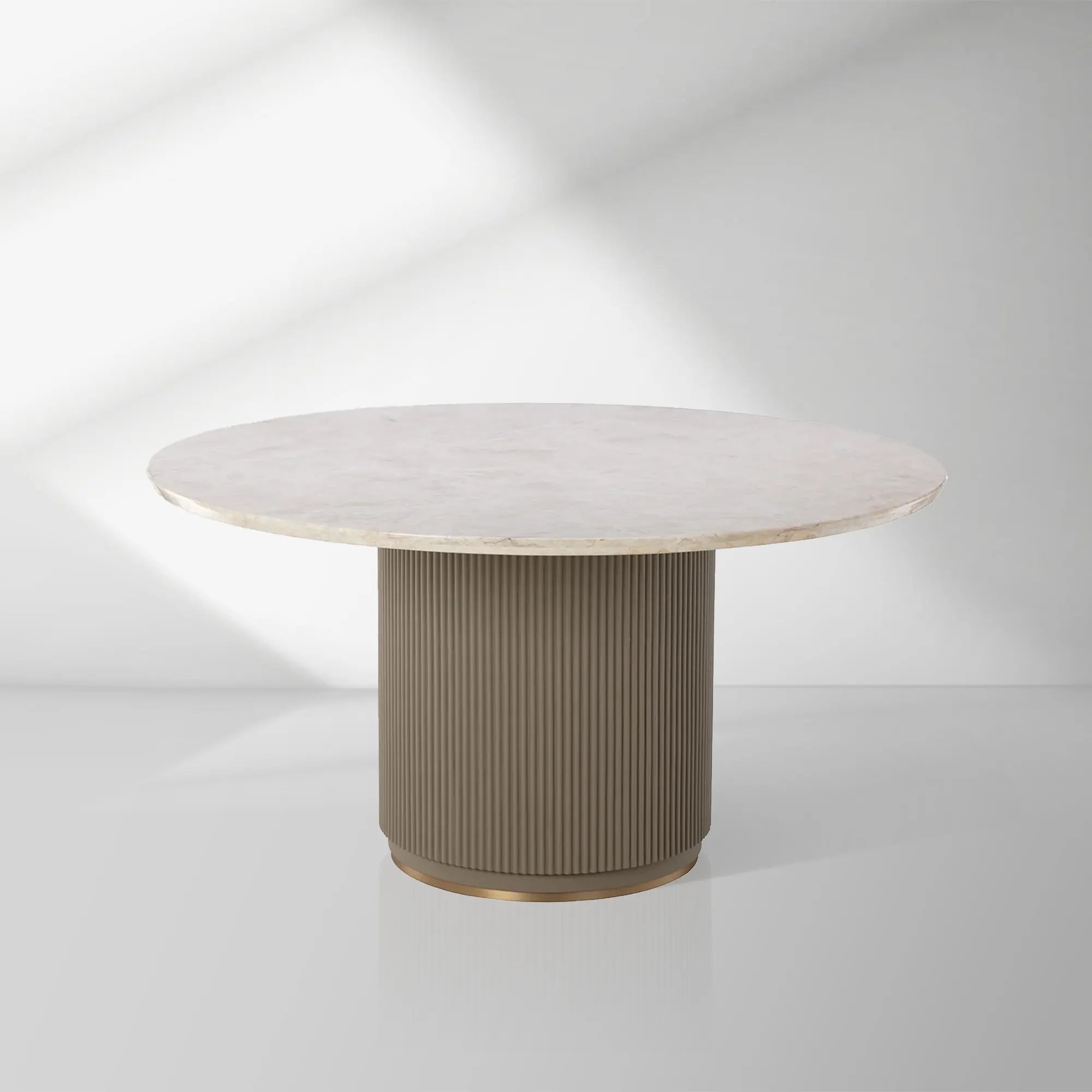 2000x2000_20250912_22_1_4f73c7dd-1bd4-400a-ba34-004256c6b788.jpg Canodi Polished Cream Marble Stone Top Dining Table with Wood Fluted Base - Image 1