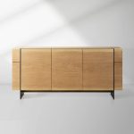 Mihaela Wood water-based process Sideboard Oak Buffet Storage Cabinet