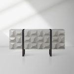 LIVORA 4-Door Sideboard Wood Buffet Cabinets With Stainless Steel Sled Base