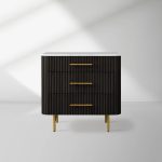 Finnley Three-Drawer Chest Cabinet Bedroom Nightside Table with Stone Top