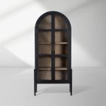Hattie Wright Mediterranean Glass Door Display Cabinets Wood Living Dining Room Tall Cabinets