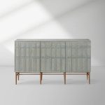 Verdin 3-Door Sideboards Wood Living Room Entrance Storage Cabinets With Steel Base