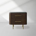 Finnley Closed Nightstand Marble Double Drawers Chest Bedside Table - Image 4