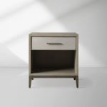 Malone Solid Wood Open Nightstand Shagreen Leather Bedside table With Drawers