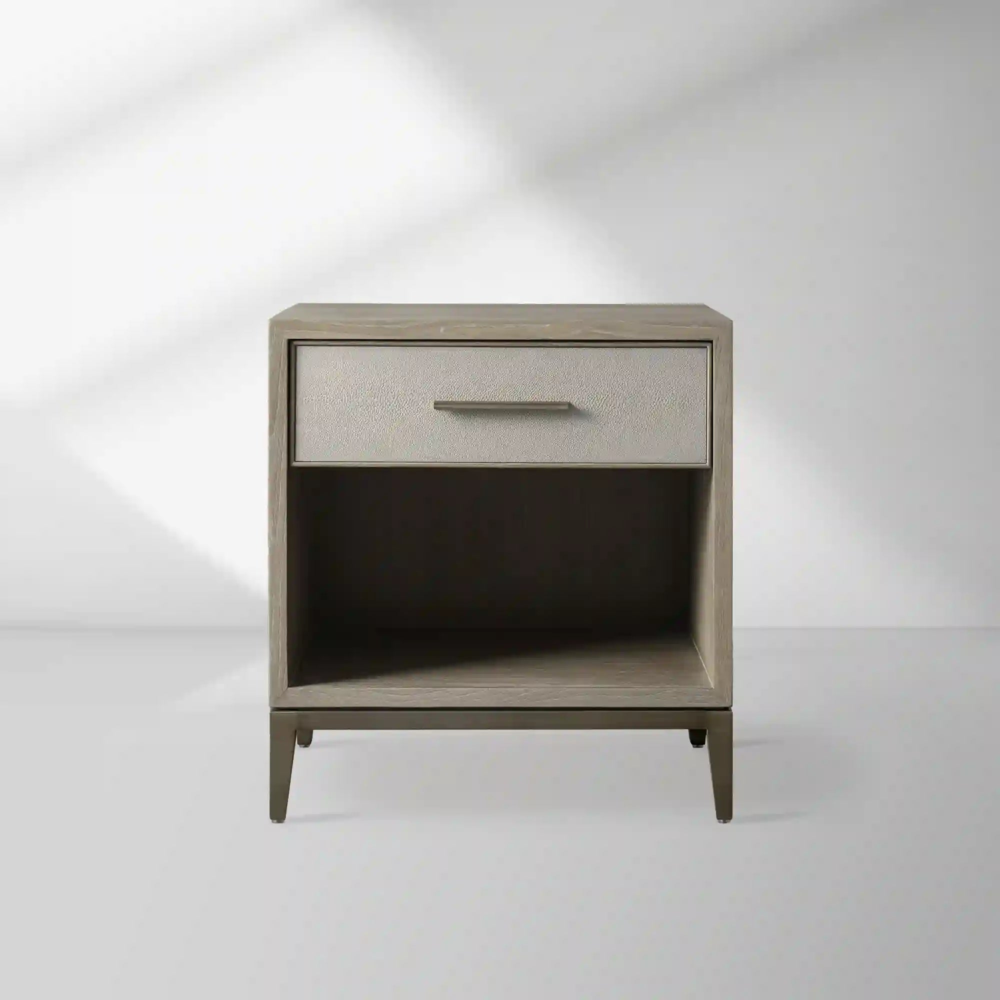 2000x2000_20250912_22_1_75f42ee3-60b1-4bf4-aaf9-6e5a7c45aabb.jpg Malone Solid Wood Open Nightstand Shagreen Leather Bedside table With Drawers - Image 1
