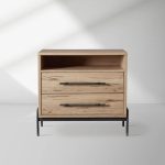 Sullivan Closed Solid Oak Wood Nightstand Rustic Night side table with Two Drawers