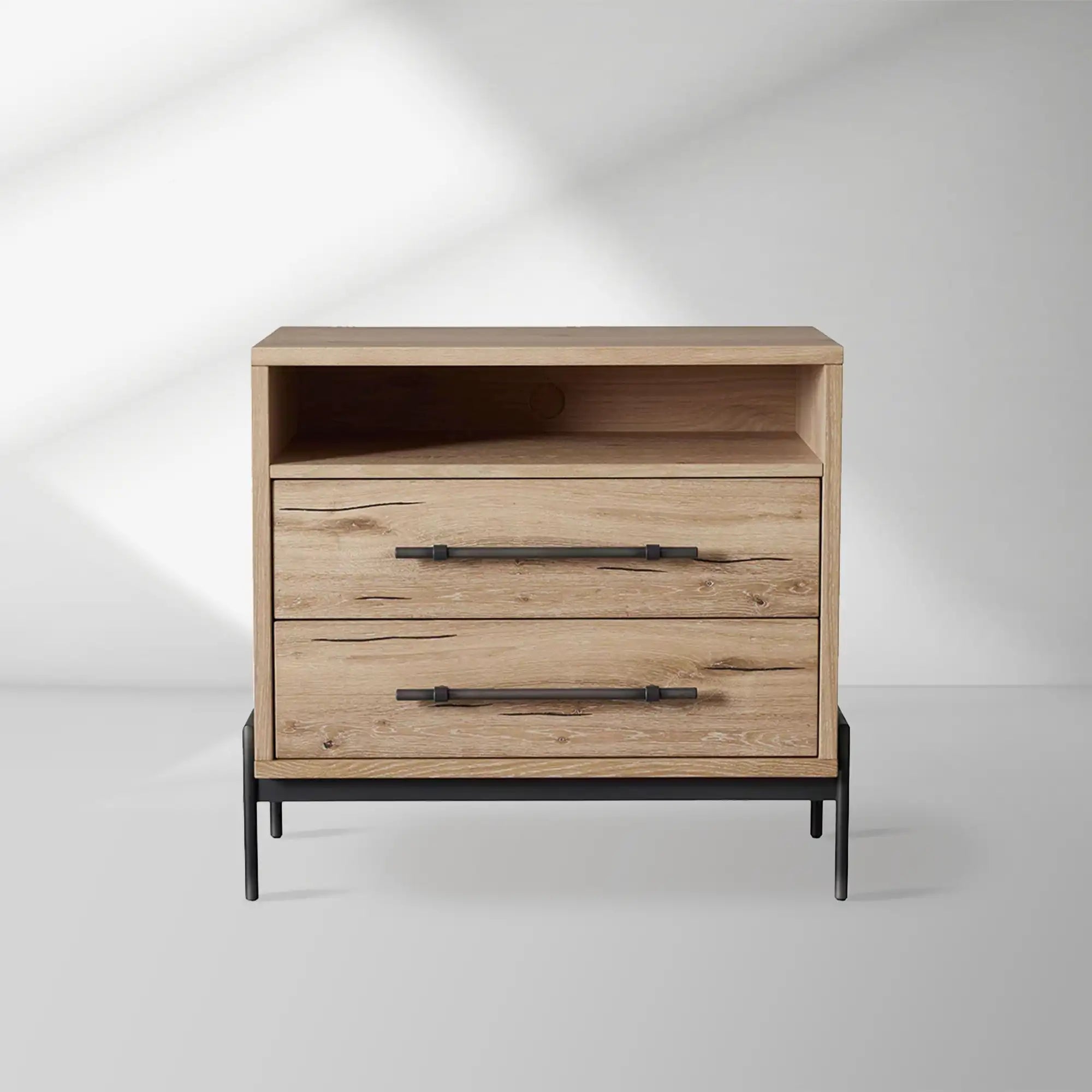 2000x2000_20250912_22_1_7c7de9a7-2269-404b-9880-b029e01c5cad.jpg Sullivan Closed Solid Oak Wood Nightstand Rustic Night side table with Two Drawers - Image 1