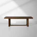 Warby Extension Dining Table with Solid Oak Wood Rectangular  Two 18" Leaves Mocha Finish