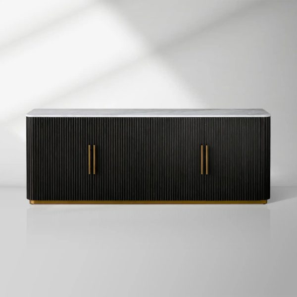 Finnley Plinth Sideboard with Carrara Marble Top Buffet Cabinet - Image 6