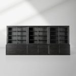Tremont Large Modular Tall Cabinets Solid Wood  Bookcases with Sliding Glass Doors