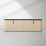Harrow Media Console Wood Entertainment Centers &TV Stands Faux Shagreen Finish