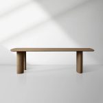 Theo Curved Oak Wood Dining Table with Sculptural Base