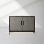 Malone Two-Door Wood Buffet Cabinet Sideboard With Leather Accents