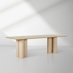 Rinde Rectangular Ash Wood Dining Table with Columnar Legs