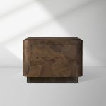 Polanco Wood Closed Nightstand Mosaic Surface Bedside Table
