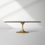 Aero Marble Stone Top Dining Table with Launette Steel Base Luxury Tulip Dining Table - Image 7