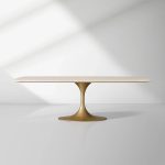 Aero Marble Stone Top Dining Table with Launette Steel Base Luxury Tulip Dining Table - Image 8